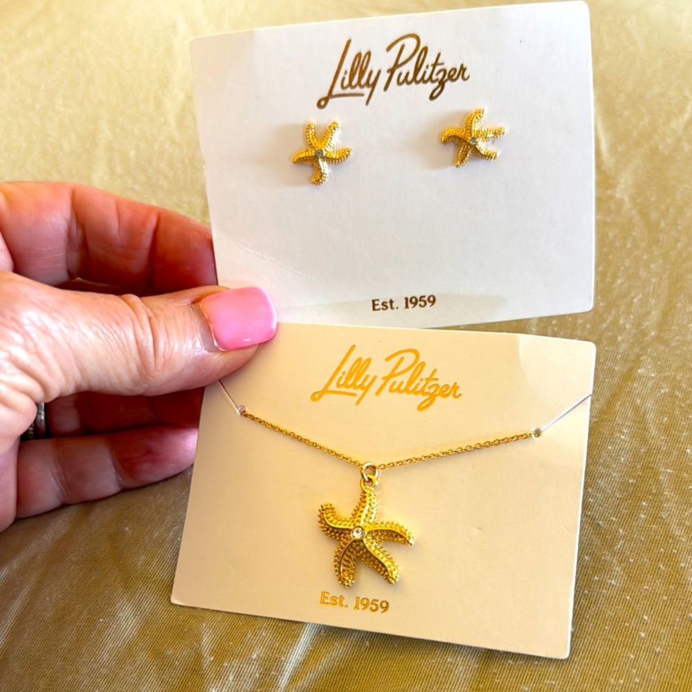 Lilly Pulitzer starfish necklace and earings